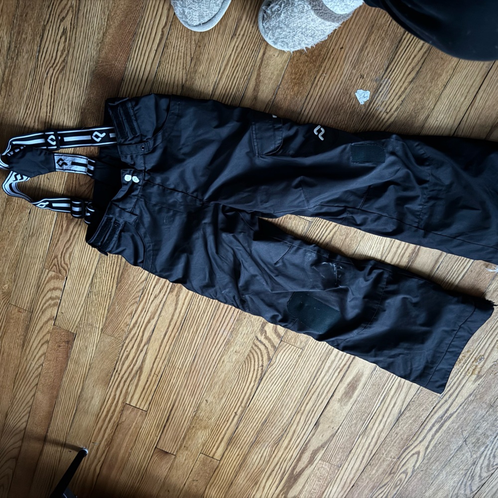 Black Kids Snow Pants with Suspenders